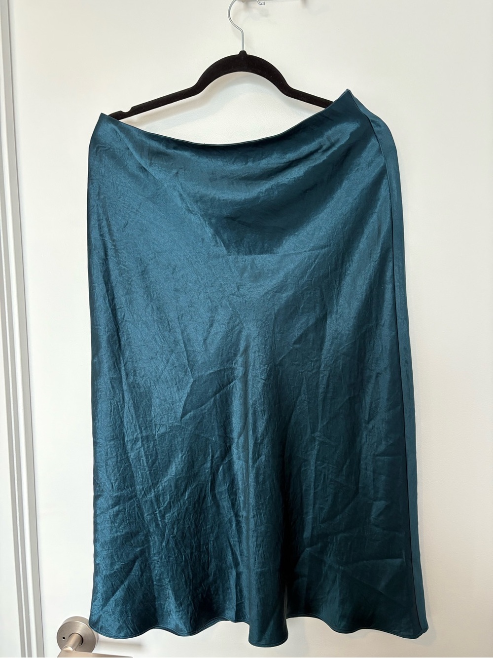 Aritzia Teal Satin Midi Skirt